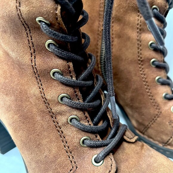 BORN Cass Leather Boots Size 6 Brown Leather Lace Up Ankle Heels Boho Western - Picture 3 of 11
